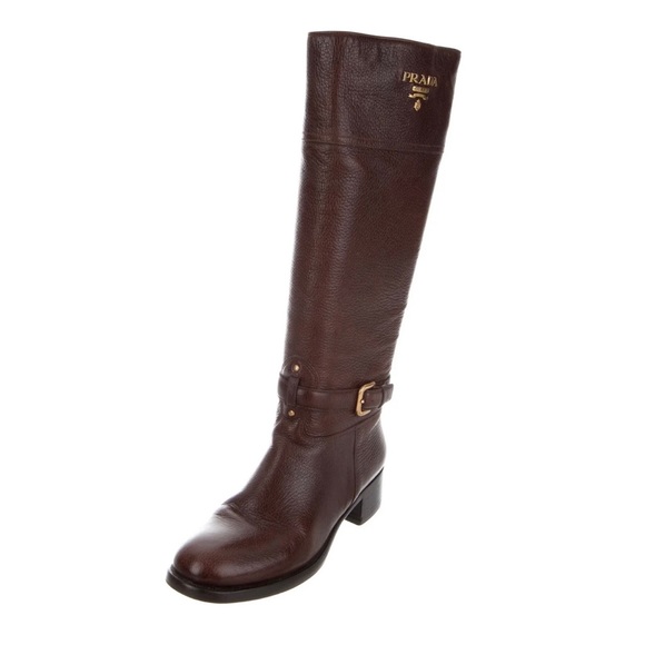 Prada brown leather riding boots - Picture 3 of 8